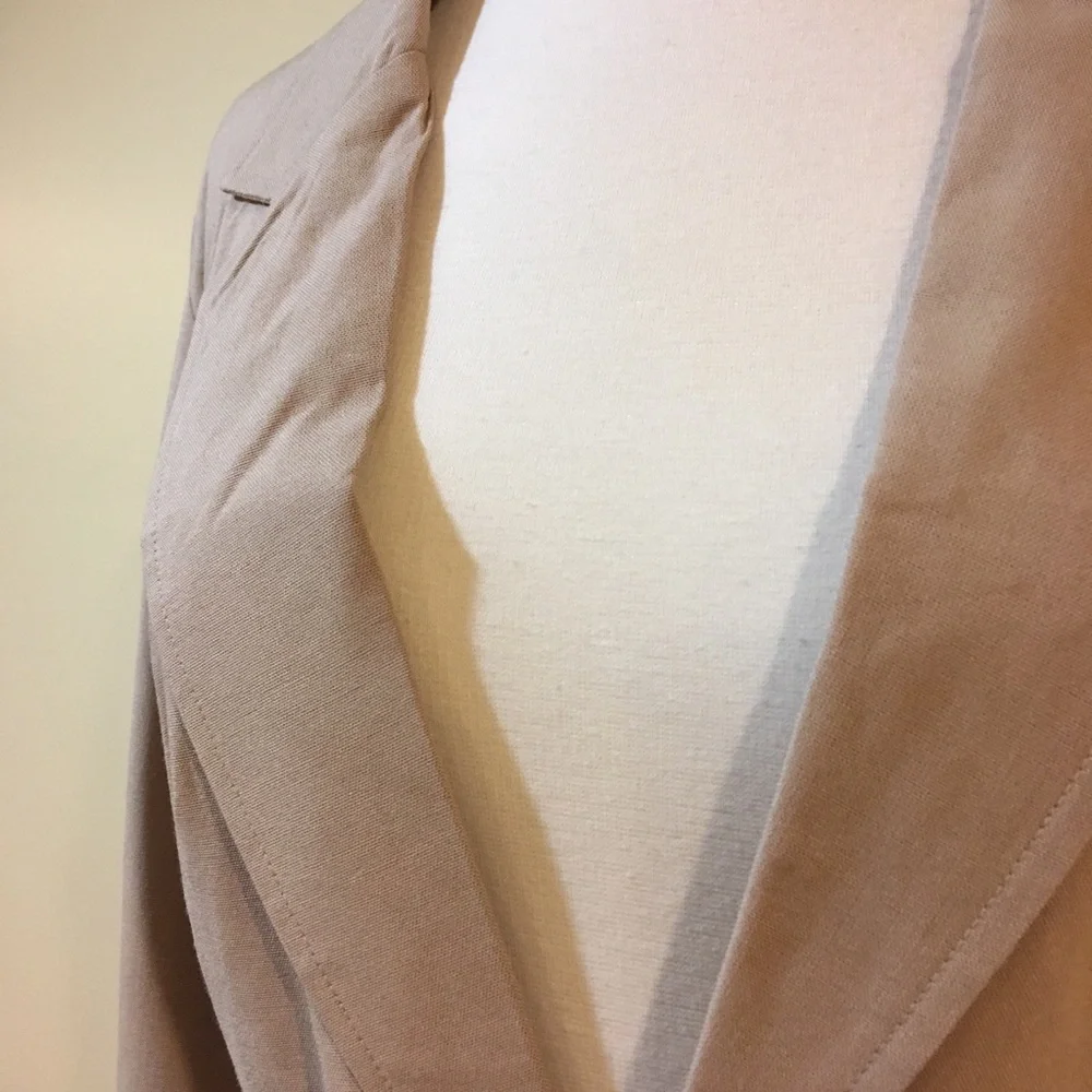 Khaki Safari Tie Waist Linen Jacket w Pockets - Picture 4 of 6